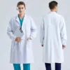 White Lab Coat Long Sleeved Doctor Uniform for Medical Professionals