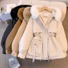 Women's Fleece-Lined Hooded Down Jacket - Warm Winter Puffer Coat
