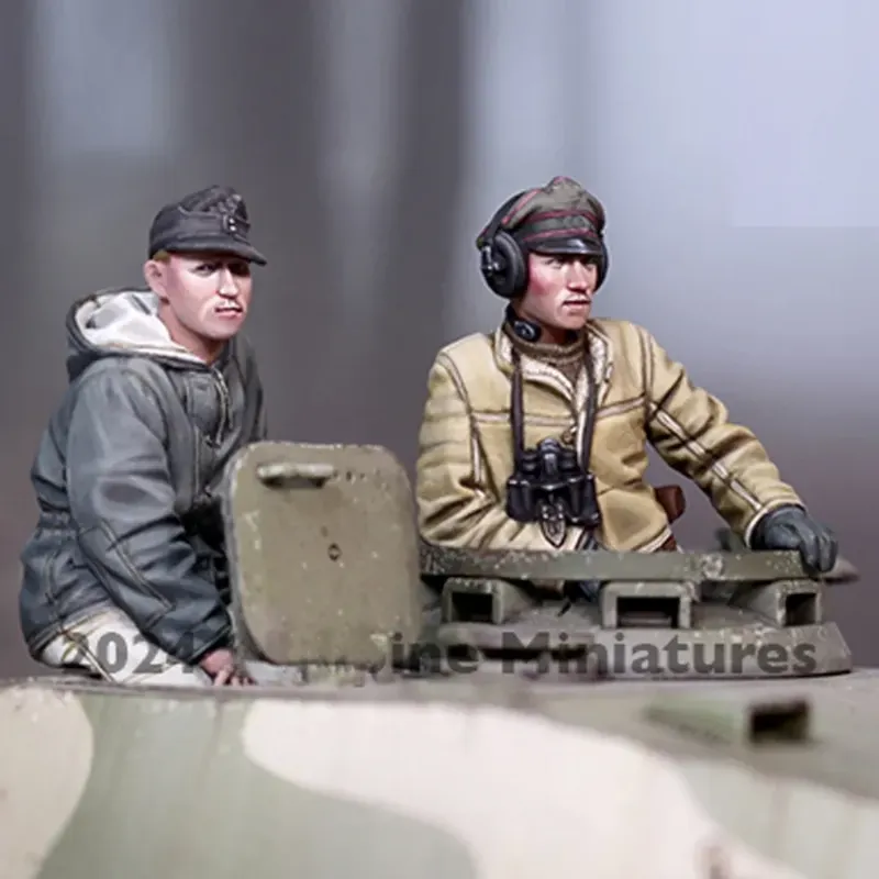 1/35 scale resin WWII Panzer Crew figures assembled and painted in authentic Panzer uniform poses