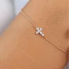 Anziw 925 Sterling Silver Cross Bracelet with GRA-Certified Moissanite for Women and Men - Adjustable Chain