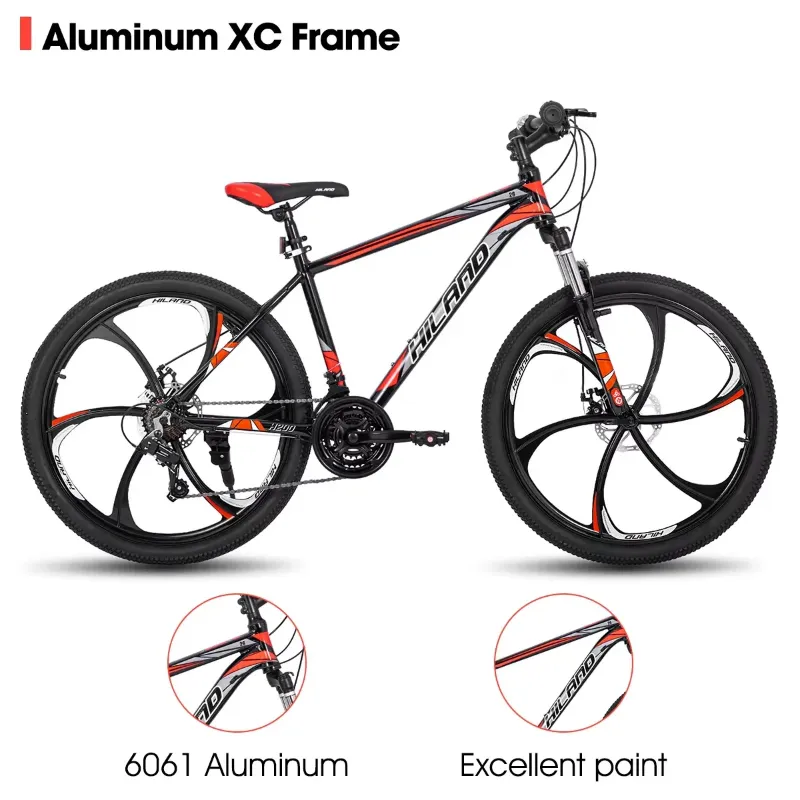 Hiland 26-Inch Mountain Bike – Shimano 21-Speed Drivetrain with Disc Brakes