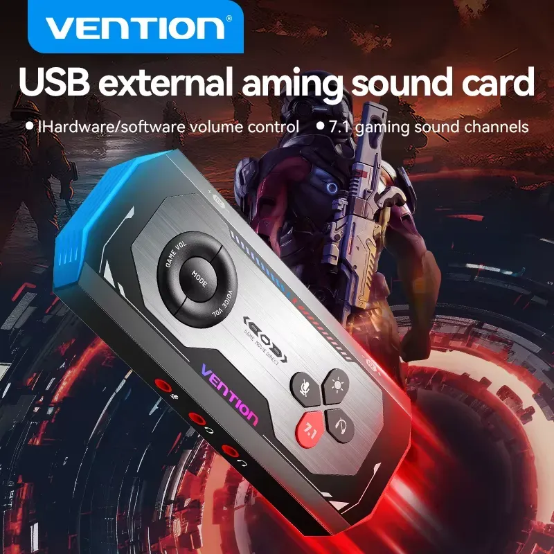 Vention 7.1 Channel USB Sound Card - External Audio Adapter for Gaming