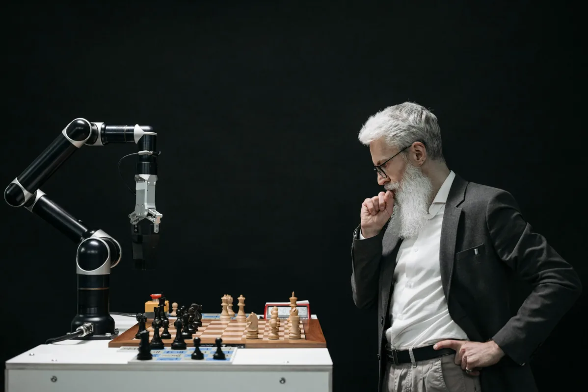 man play chess with AI