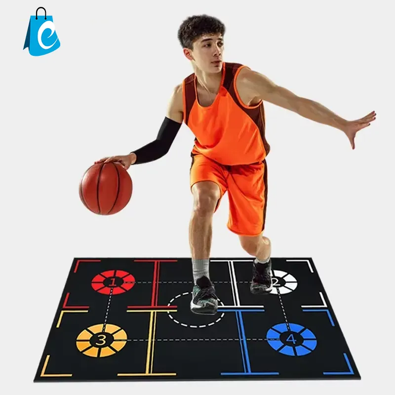 Basketball dribbling training mat on indoor floor