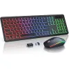 JOMAA 2.4G Wireless Keyboard Mouse Combo - Ergonomic RGB Backlit Design