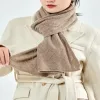 Soft Non-Irritating 100% Wool Warm Knitted Scarf with Diamond Openwork Pattern