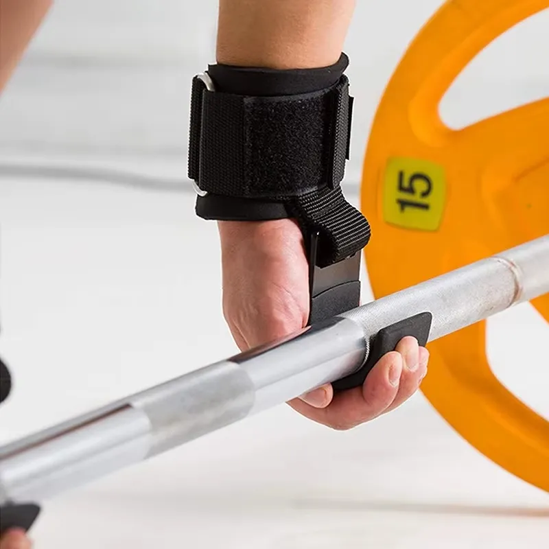Steel weight lifting hooks with wrist wraps