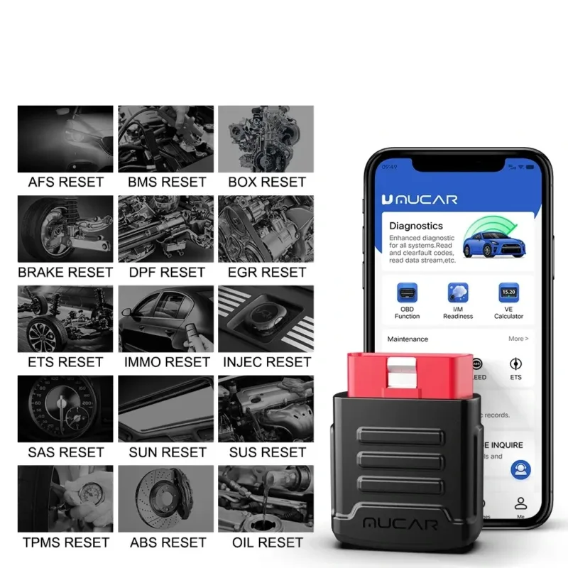 MUCAR BT200 Scanner - Bluetooth OBD2 scanner paired with smartphone app