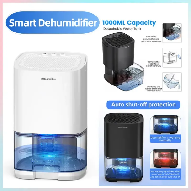 Portable Quiet Dehumidifier with auto shut-off and detachable water tank