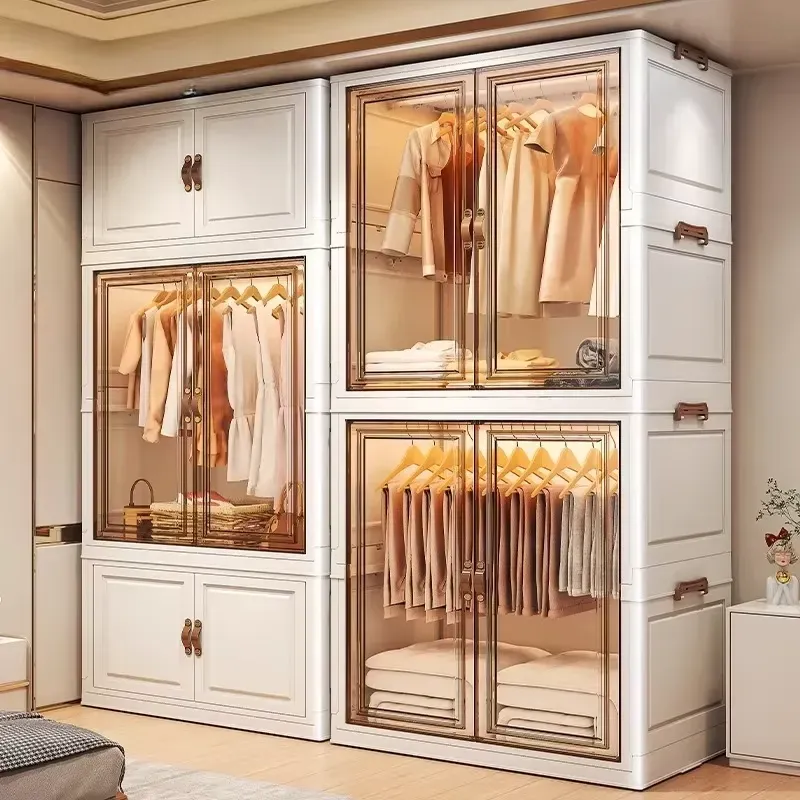 Simple modern wardrobe with PVC finish and sliding door panels