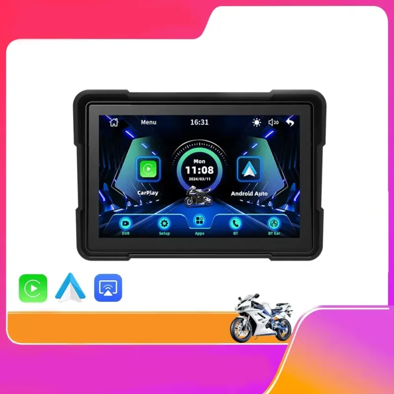 motorcycle display connected to music and audio via Bluetooth