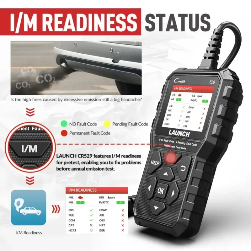 LAUNCH CR529 OBD2 Scanner Features showing