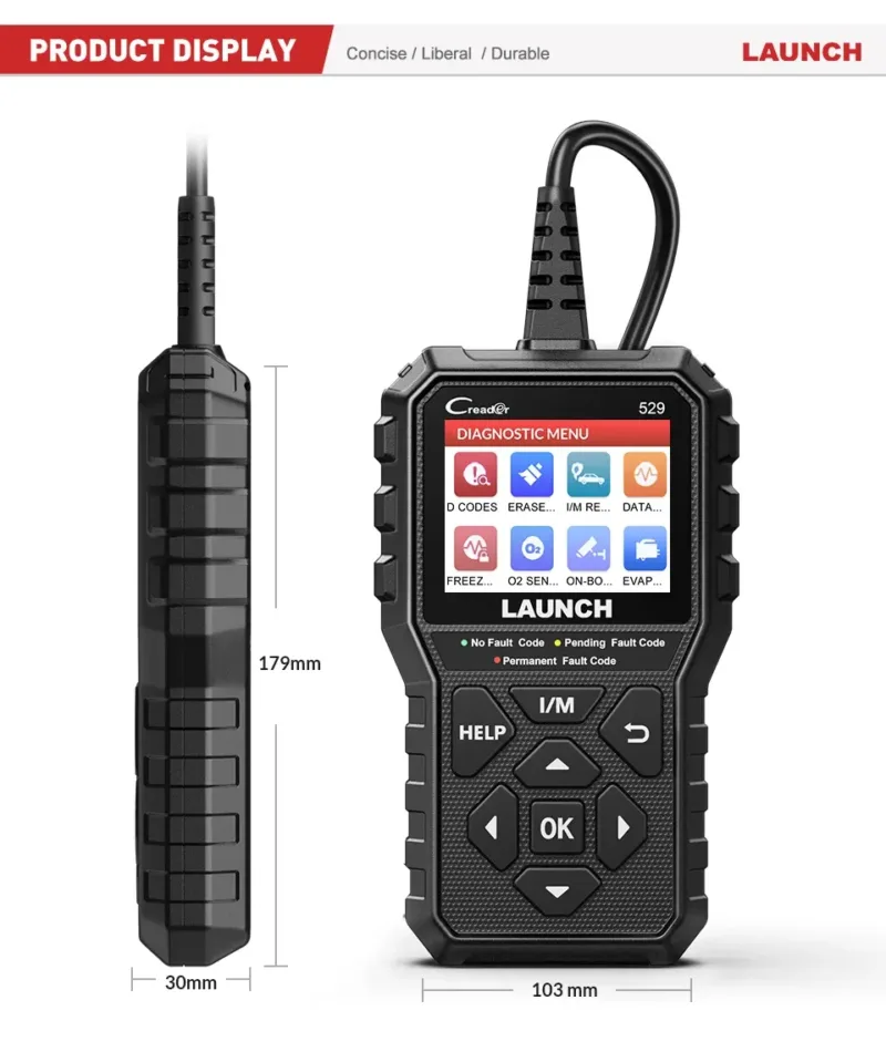 LAUNCH CR529 OBD2 Scanner display screen