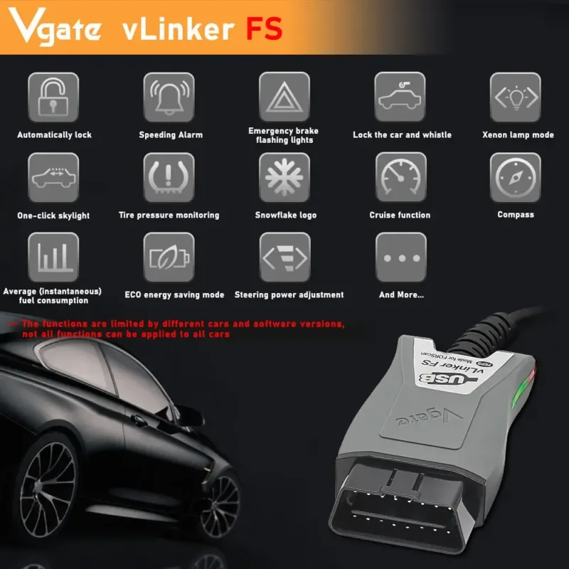 Vgate scanner next to supported apps icons