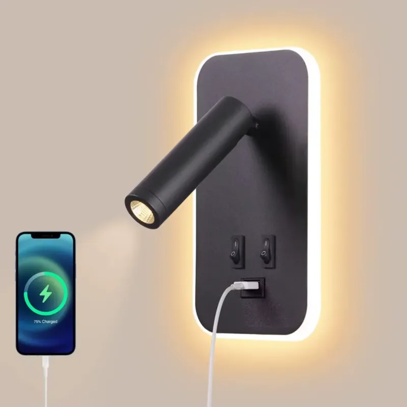 Bedside USB Wall Lamp-Charging mobile