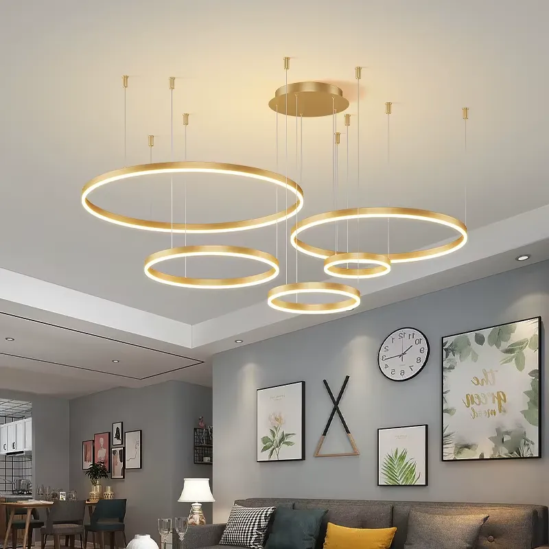 Modern LED Circular Chandelier in Living Room