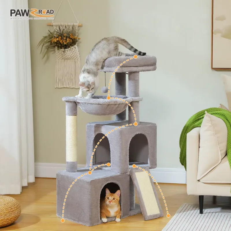 Multi level cat tower – Gray color
