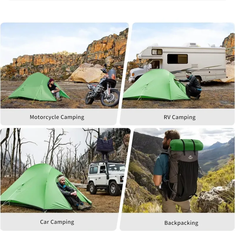 Naturehike 2-Person Camping Tent from different sides