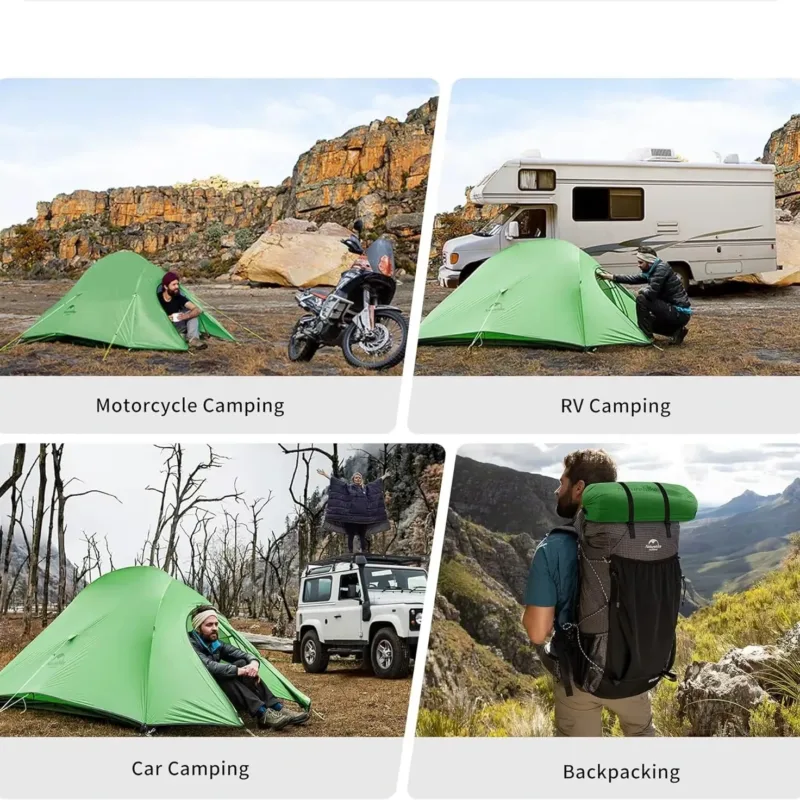 Naturehike 2-Person Camping Tent from different sides