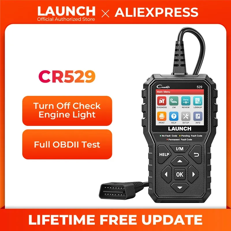 LED indicators lit on LAUNCH CR529 OBD2 device