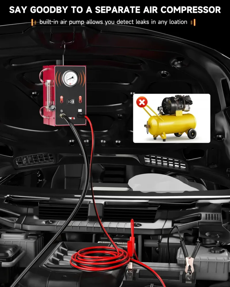 ANCEL S300 next to engine with hoses connected