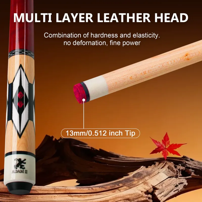 Wood 13MM Cue Stick – balanced design shaft detail