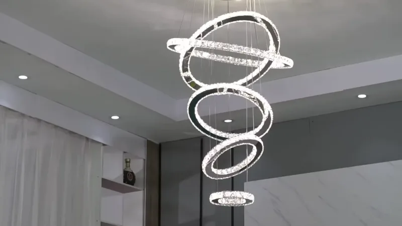 Modern Large Crystal Chandelier – Elegant hanging light with crystal details