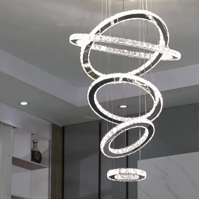 Modern Large Crystal Chandelier – Elegant hanging light with crystal details