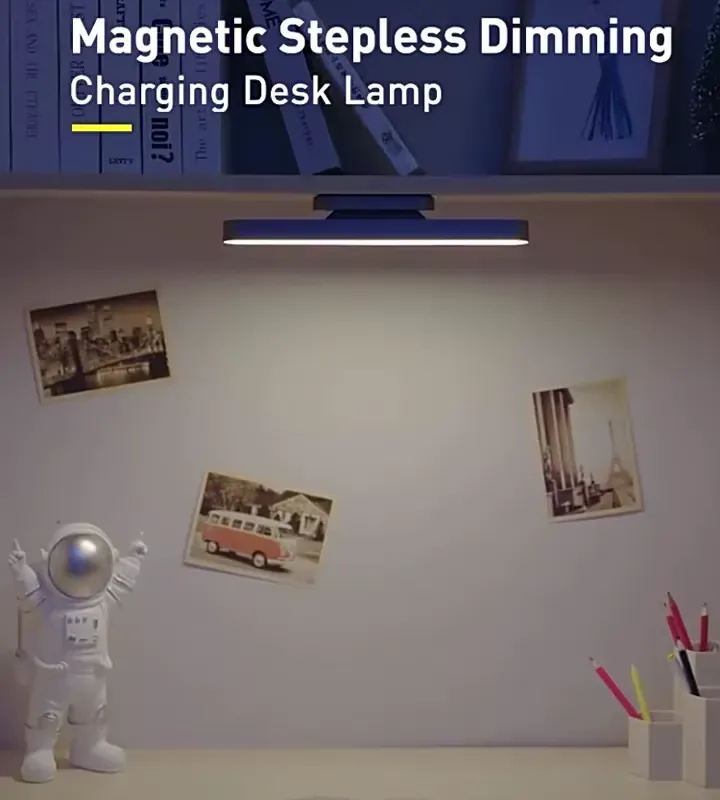 Magnetic Base of Table Lamp Attached to Metal Surface