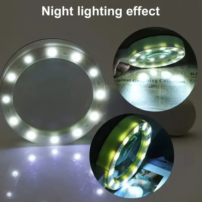 Handheld Magnifying Glass - 12 LED lights