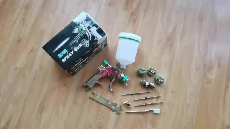HVLP Car Spray Gun – disassembled parts for cleaning