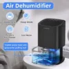 Smart Air Purifier Dehumidifier with visible water tank, sleep mode, and 7-color LED options.