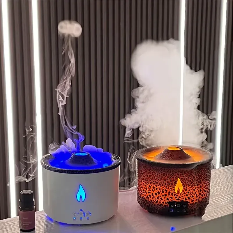 Volcano Smoke Ring Diffuser creating relaxing atmosphere in bedroom