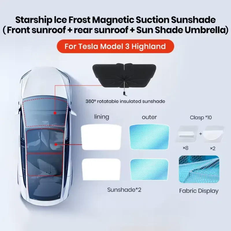 front and rear sunshades Tesla Model Y
