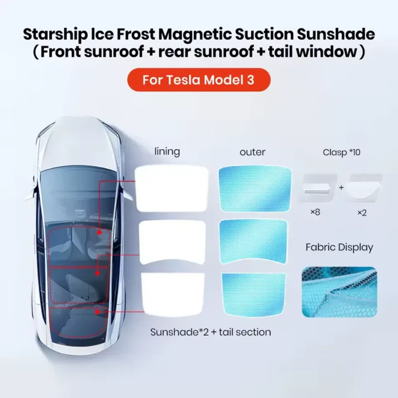 Tesla Model 3 Y sunshades full UV protection