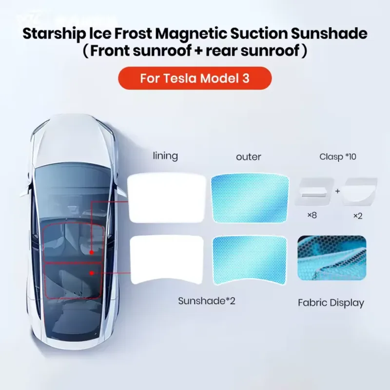 Tesla sunshades with flat buckle install
