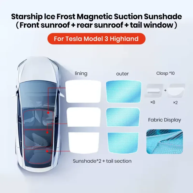 foldable Tesla sunshades lightweight storage