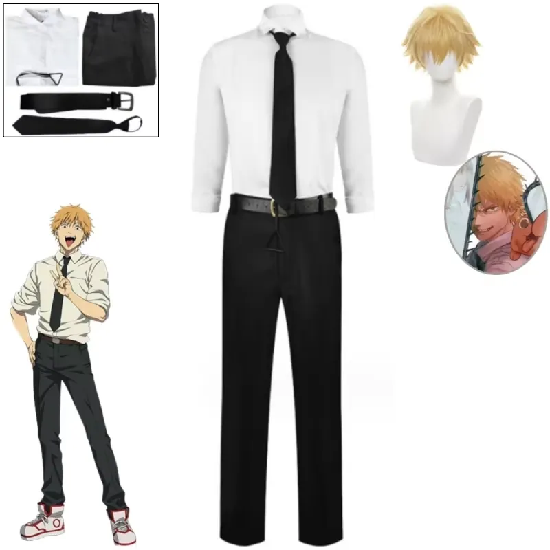 Denji Business Attire Cosplay - Chainsaw Man Dress Shirt and Tie Costume Set