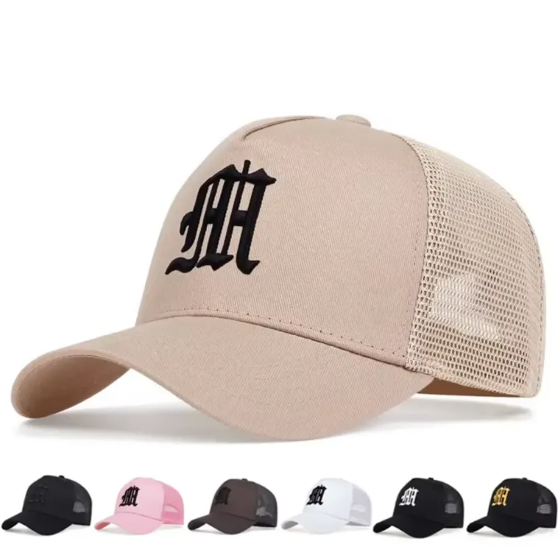 Summer outdoor hat with Gothic letter embroidery for sun protection