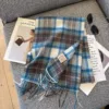 Wool scarf for women and men in tartan plaid pattern, perfect for winter