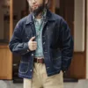 Front view of Maden Vintage Jacket for Men with stand collar