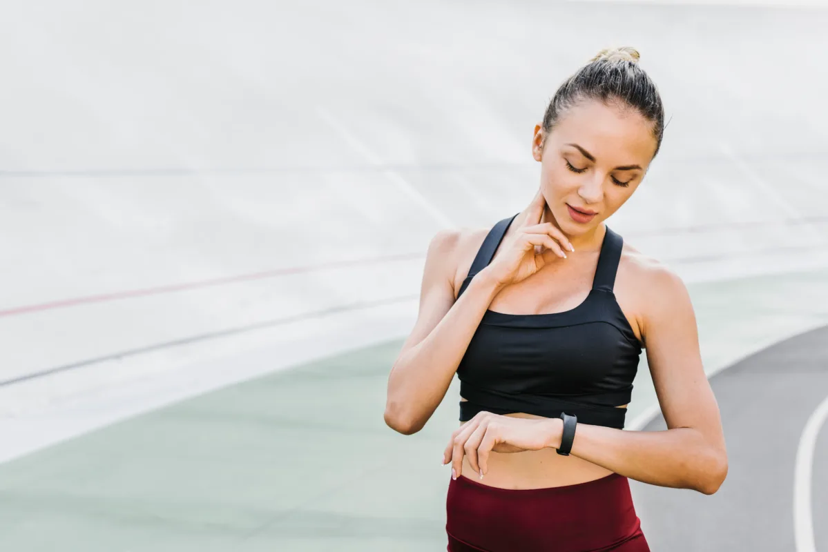 yoga girl and smartwatch