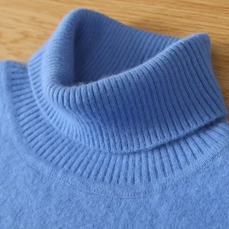 Men's Warm and Stylish Turtleneck Sweater in Mink Cashmere
