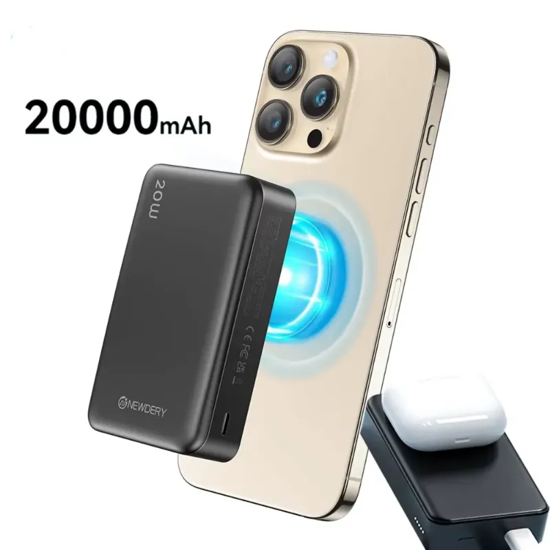 "Compact and Fast Charging NEWDERY Magnetic Power Bank for iPhone & AirPods