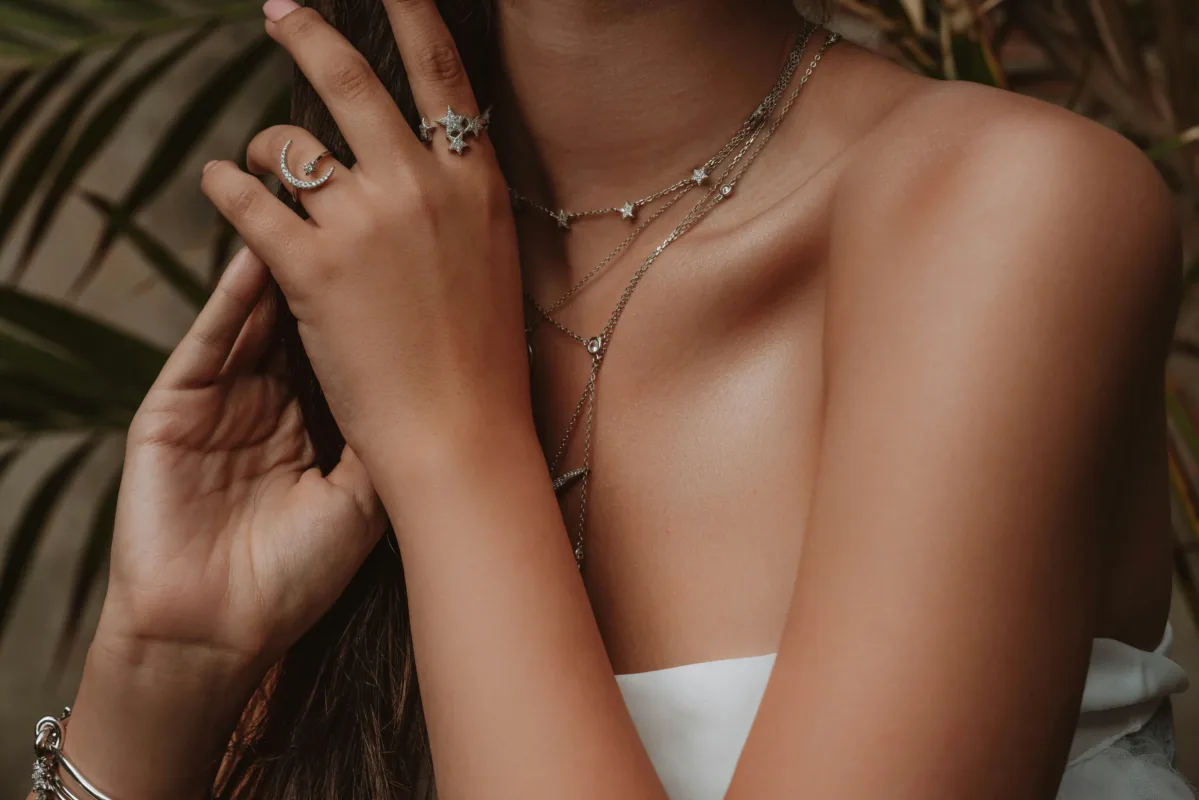 a layered necklace