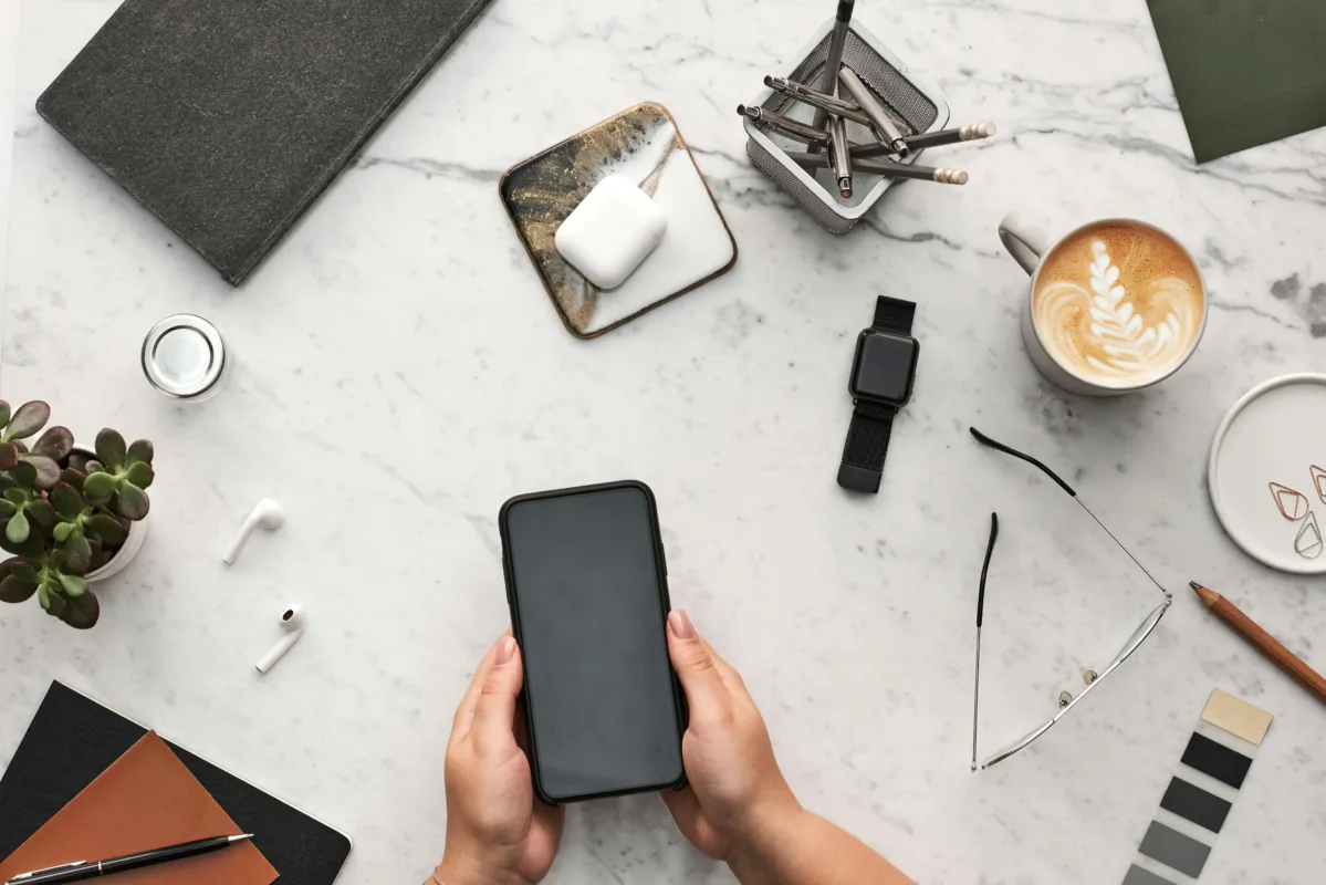 a collection of new and modern stuff like smartphone and smartwatch