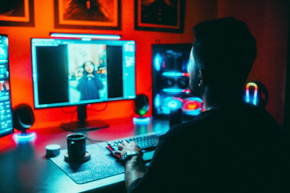 a man working with computer
