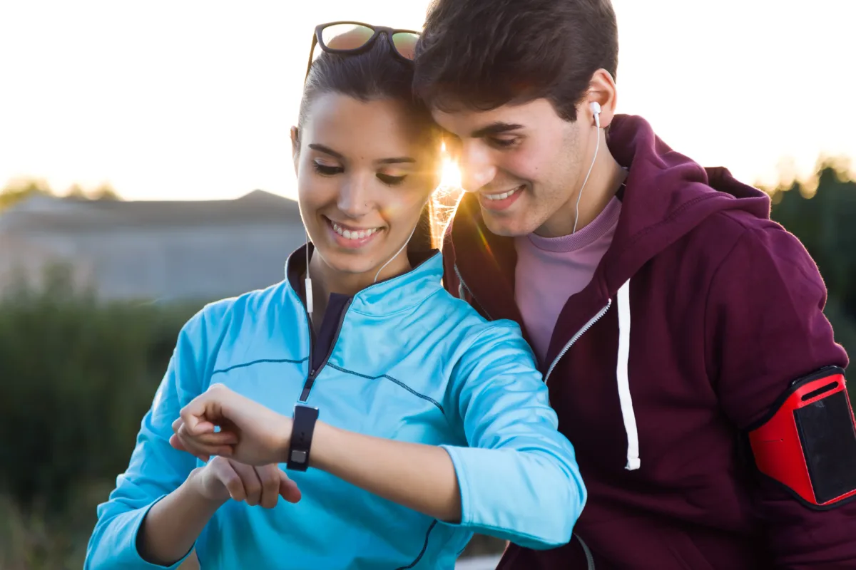 a nice couple and smartwatch