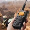 Quansheng UV-K6 Walkie Talkie mounted on backpack