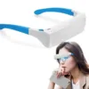 Professional using light therapy glasses at work